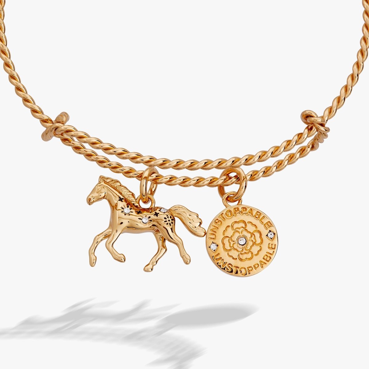 Horse Rope Textured Charm Bangle - Willow & Luna