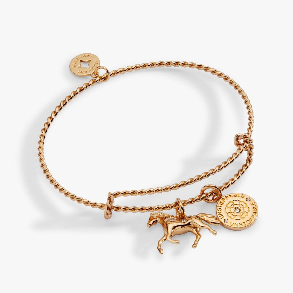 Horse Rope Textured Charm Bangle - Willow & Luna