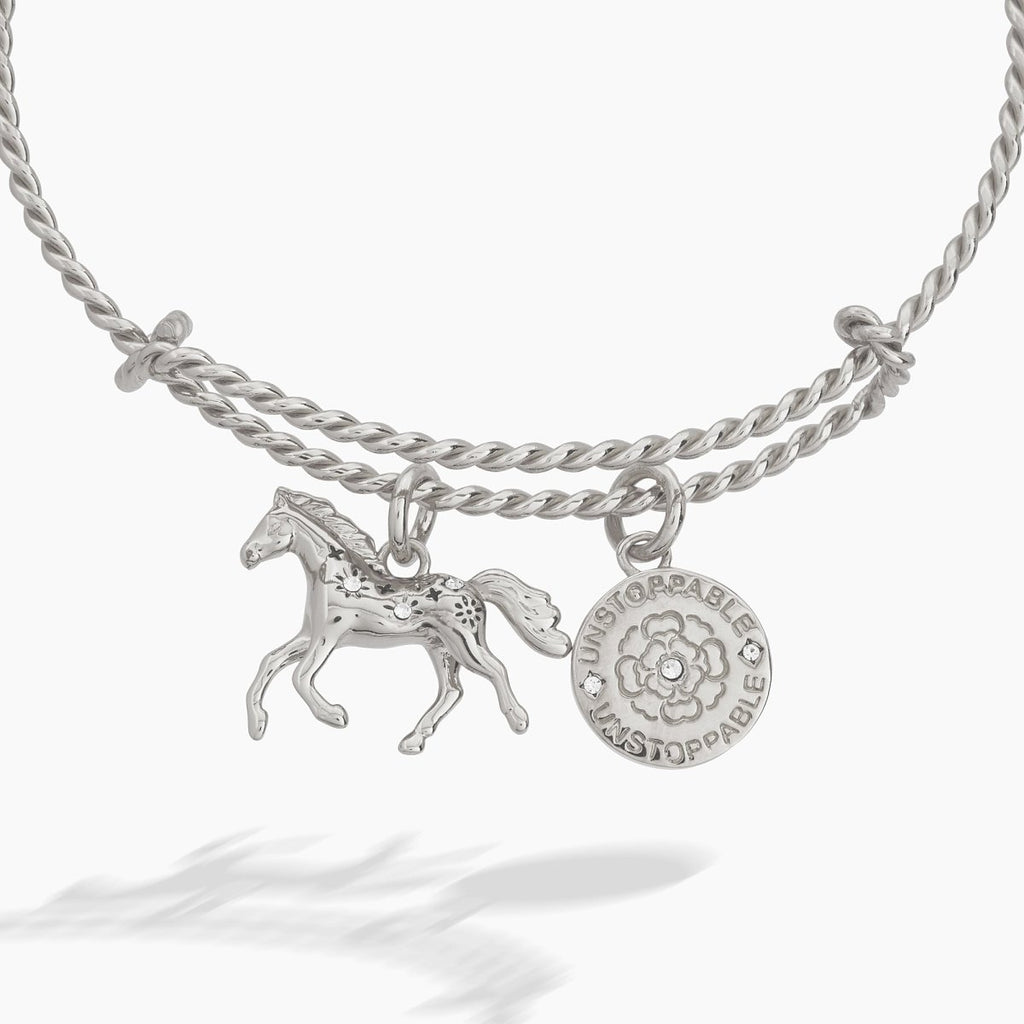 Horse Rope Textured Charm Bangle - Willow & Luna
