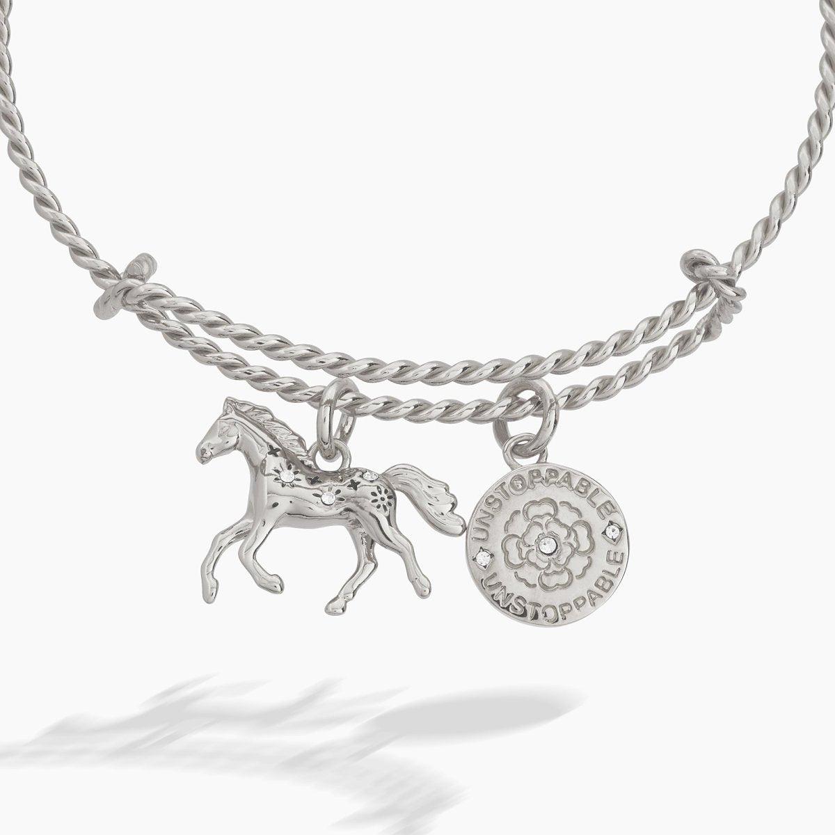 Horse Rope Textured Charm Bangle - Willow & Luna