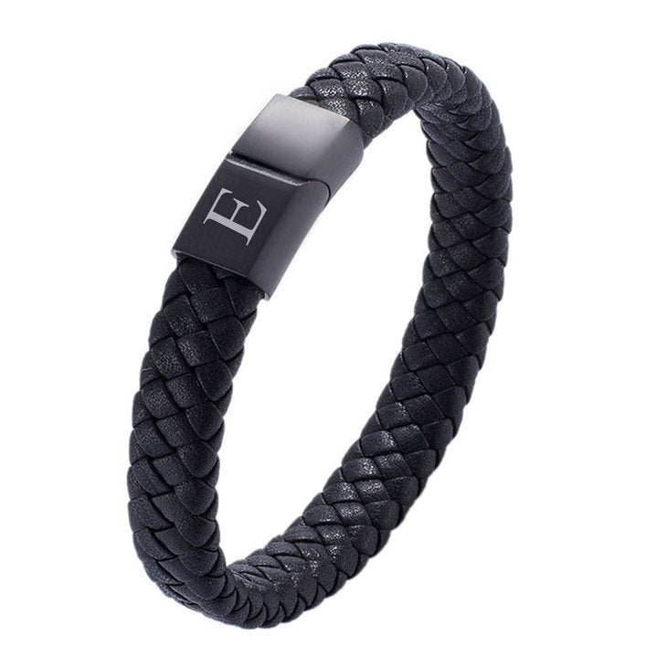 Initial Men's Black Bracelet - Willow & Luna