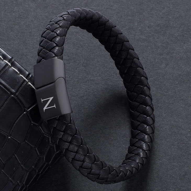 Initial Men's Black Bracelet - Willow & Luna