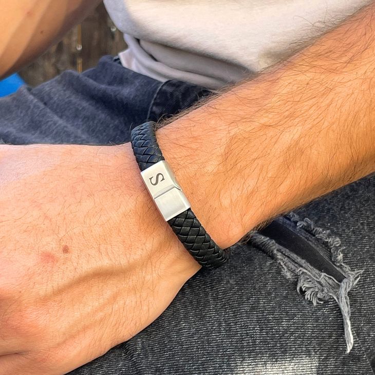 Initial Men's Black Bracelet - Willow & Luna