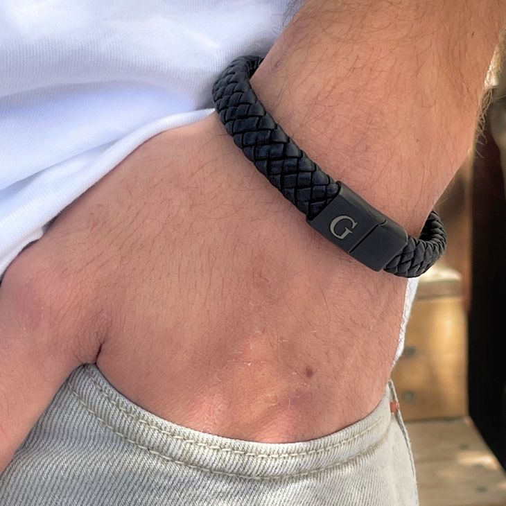 Initial Men's Black Bracelet - Willow & Luna