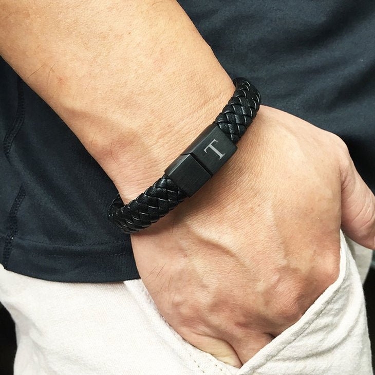 Initial Men's Black Bracelet - Willow & Luna