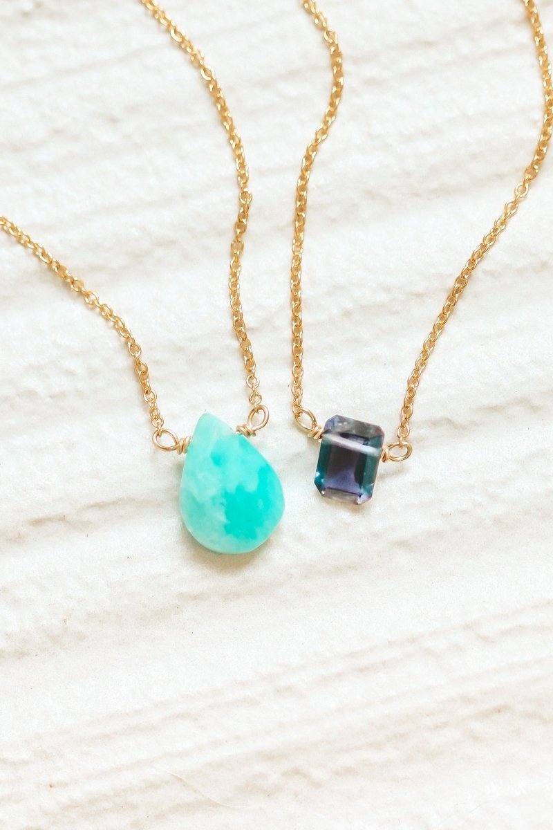 Iolite Emerald Cut Necklace - Willow & Luna