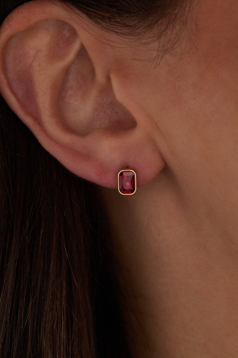 January Emerald - Cut Birthstone Stud - Willow & Luna
