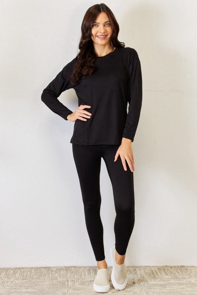 JULIA Round Neck Long Sleeve T-Shirt and Leggings Set - Willow & Luna