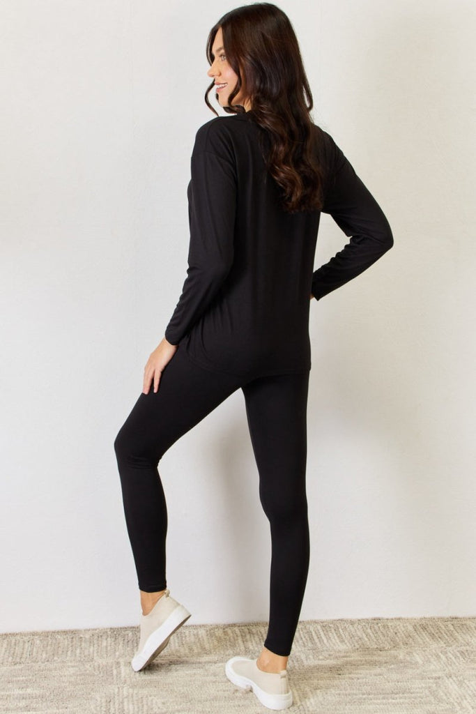 JULIA Round Neck Long Sleeve T-Shirt and Leggings Set - Willow & Luna