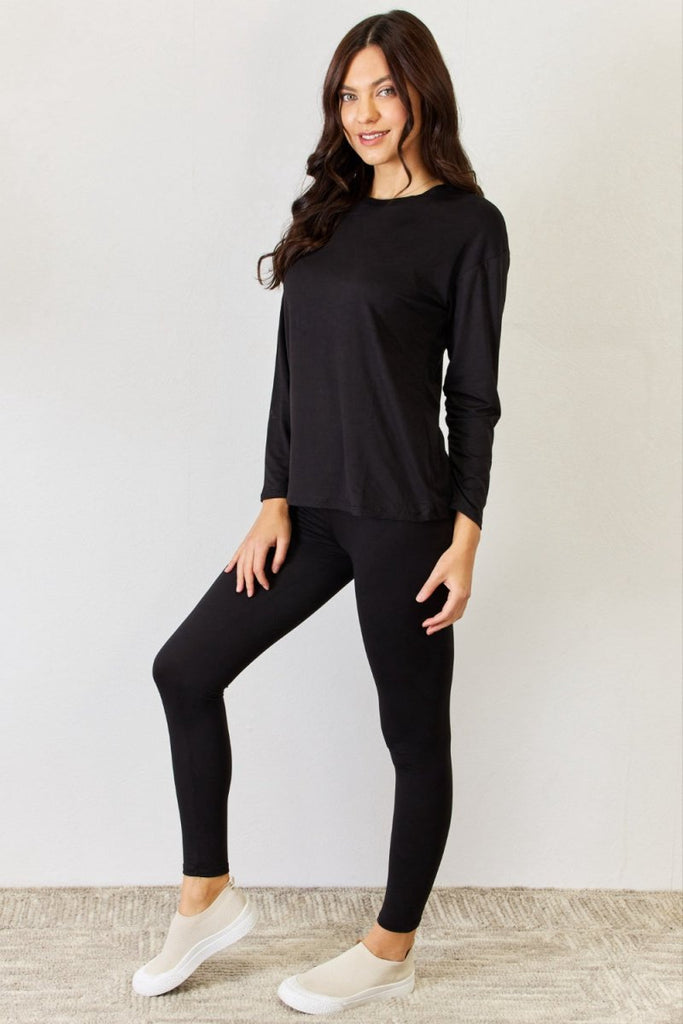 JULIA Round Neck Long Sleeve T-Shirt and Leggings Set - Willow & Luna