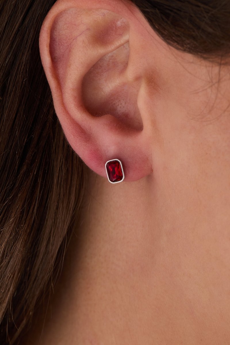July Emerald - Cut Birthstone Stud Earrings - Willow & Luna