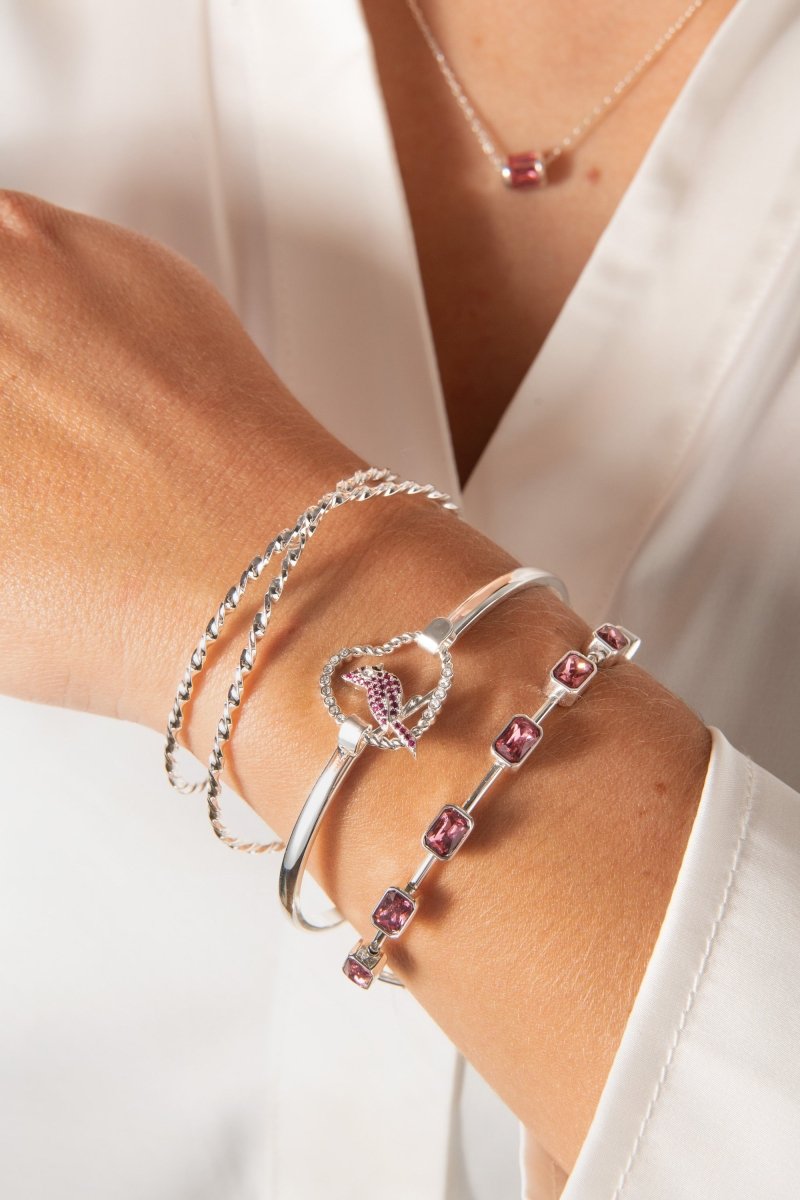 June Birthstone Emerald Cut Bangle - Willow & Luna