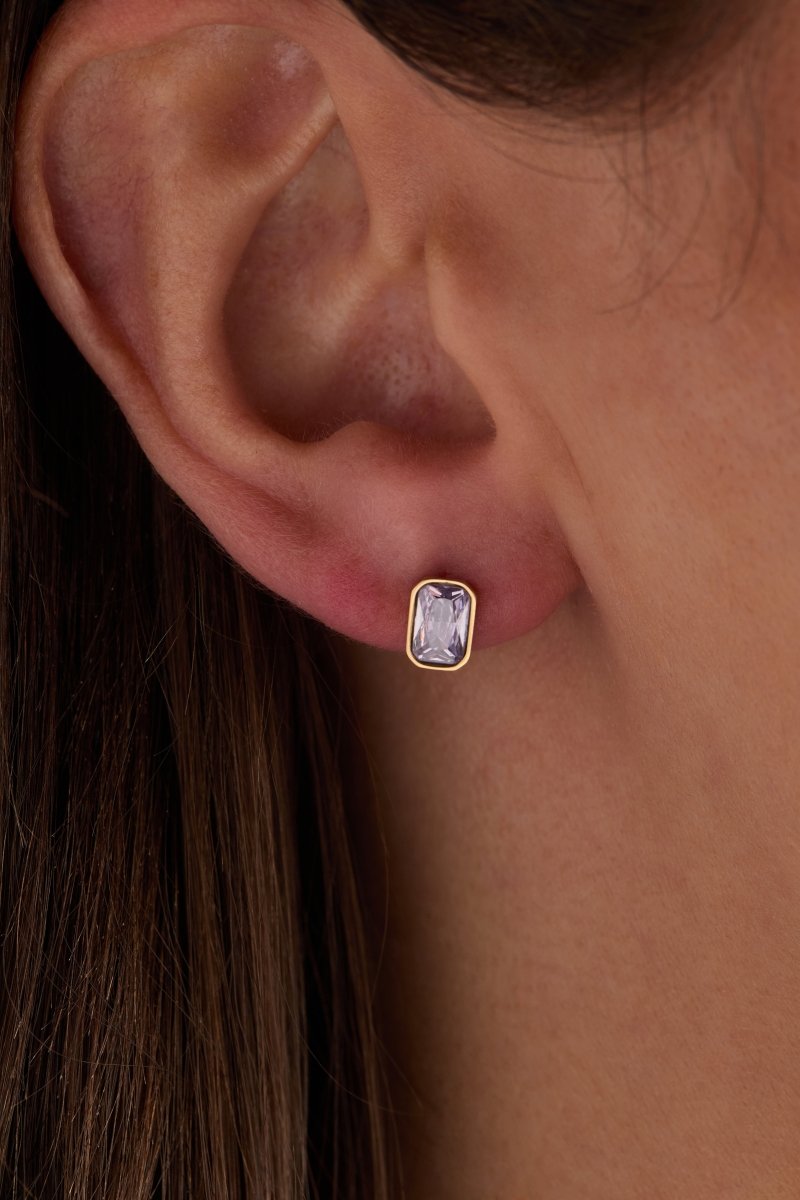 June Emerald - Cut Birthstone Stud Earrings - Willow & Luna