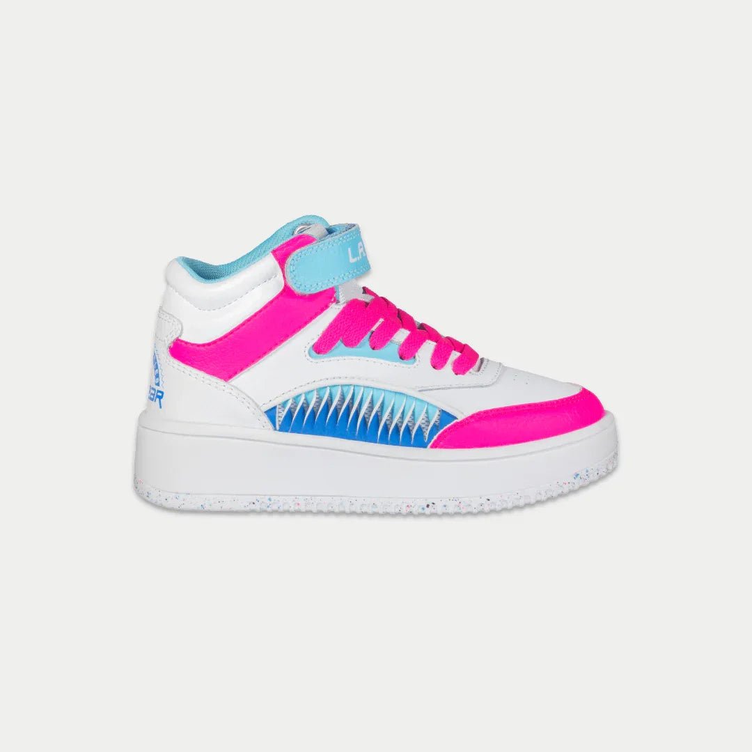 LA Gear Kids Flame Hightop | White x Pink x Blue - Willow & Luna