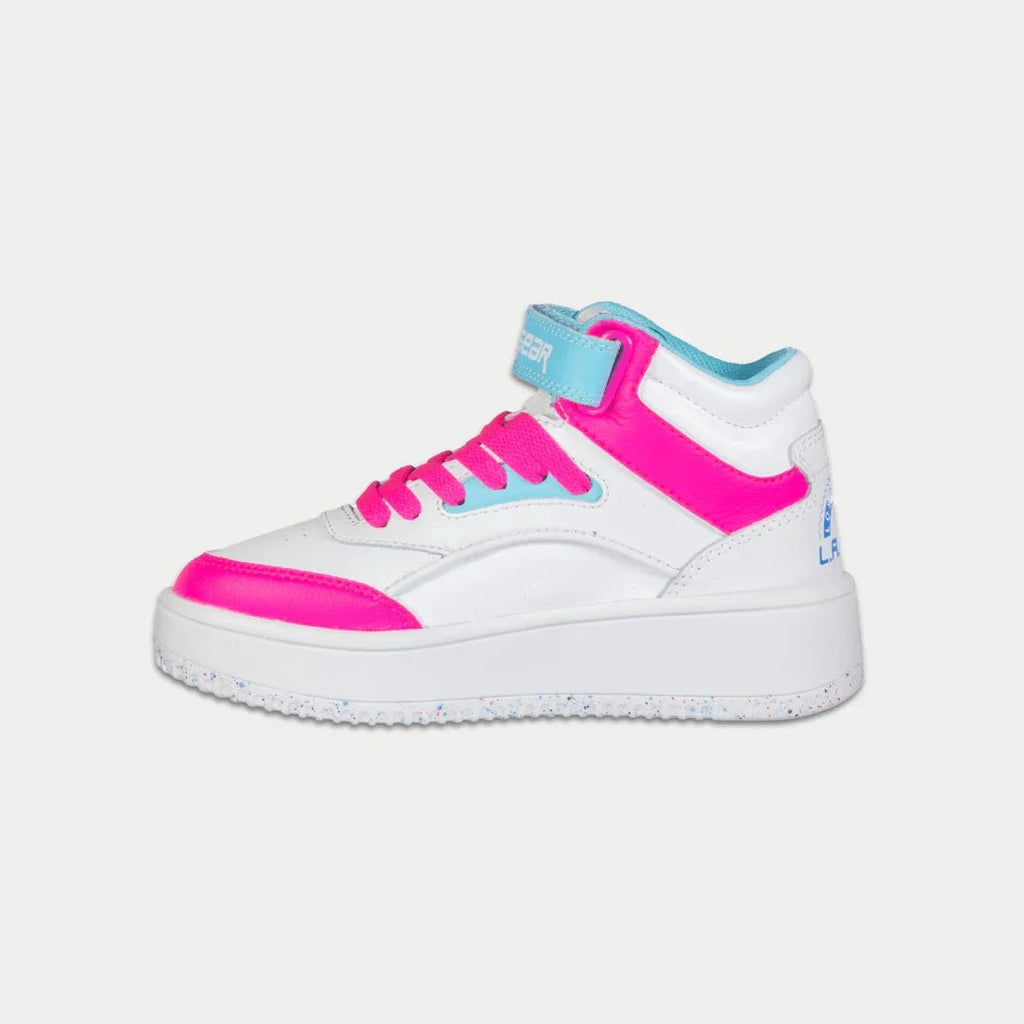 LA Gear Kids Flame Hightop | White x Pink x Blue - Willow & Luna