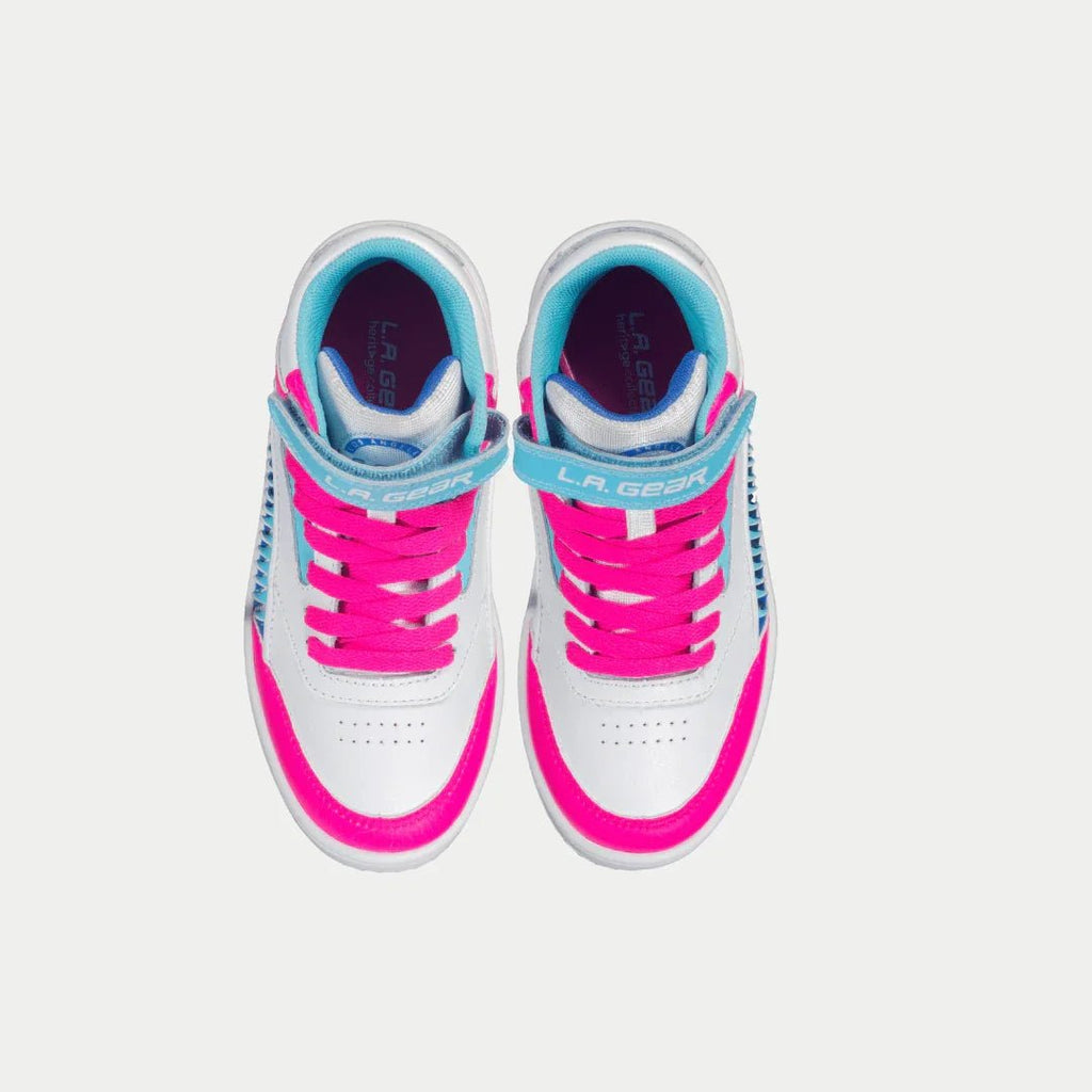 LA Gear Kids Flame Hightop | White x Pink x Blue - Willow & Luna