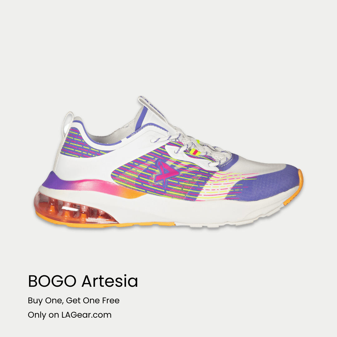 LA Gear Women's Artesia Lowtop | White x Purple x Orange - Willow & Luna