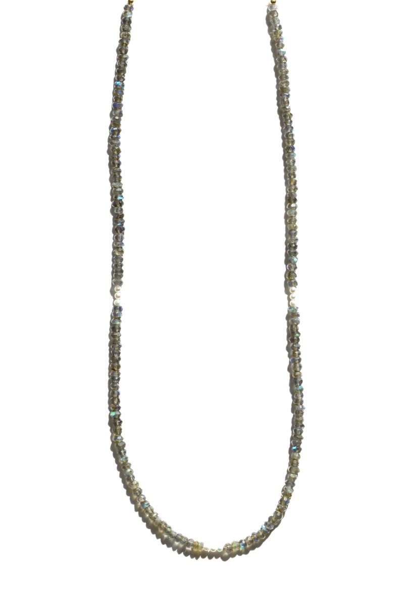 Labradorite and Pearl Beaded Necklace - Willow & Luna