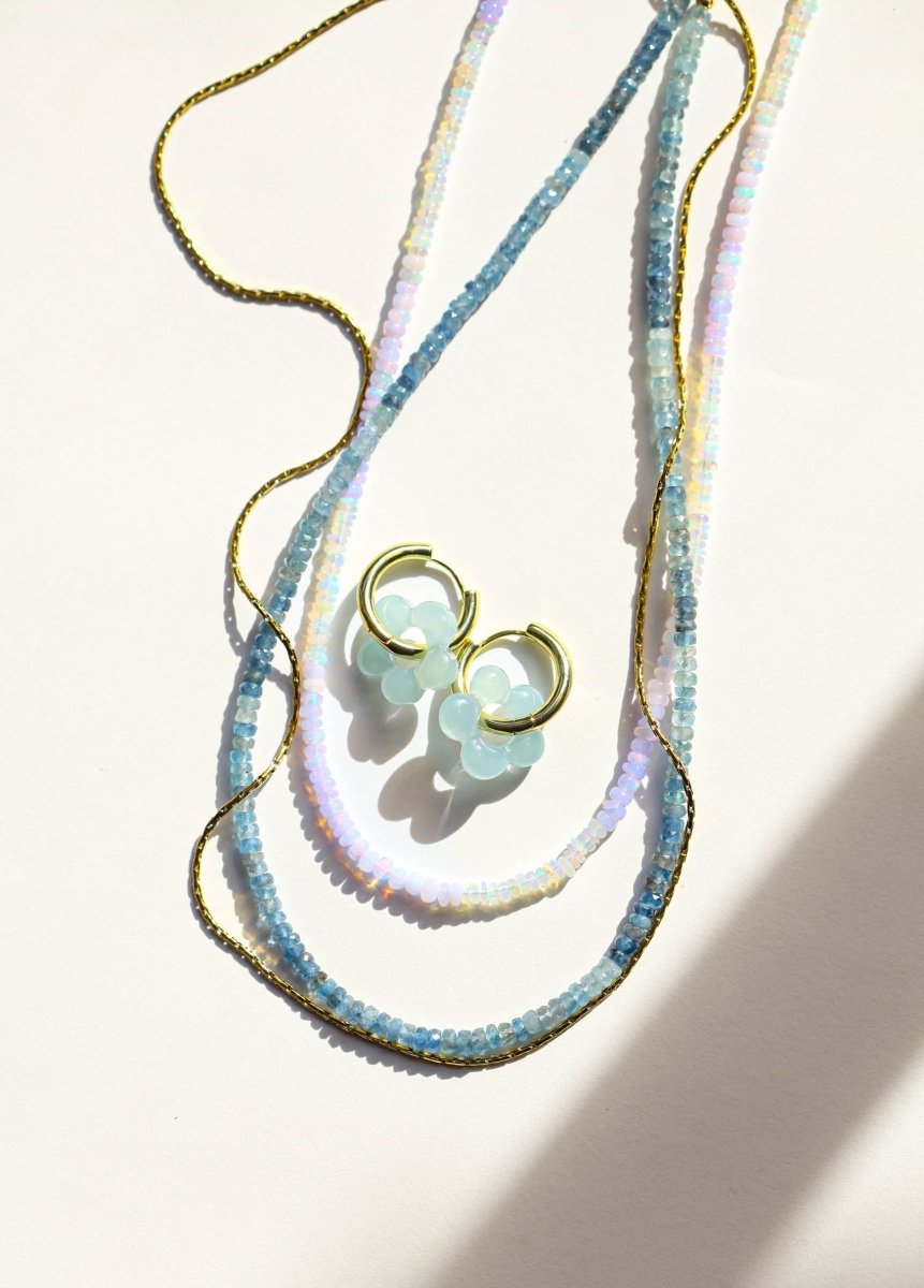 Lavender and White Opal Beaded Gemstone Necklace - Willow & Luna