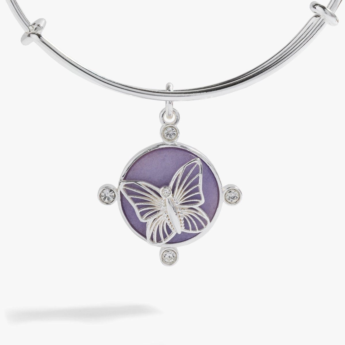 Lavender Butterfly Charm Bangle - Willow & Luna