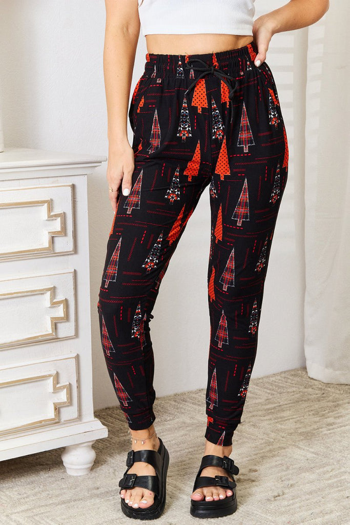 Leggings Depot Full Size Holiday Tree Print Joggers - Willow & Luna