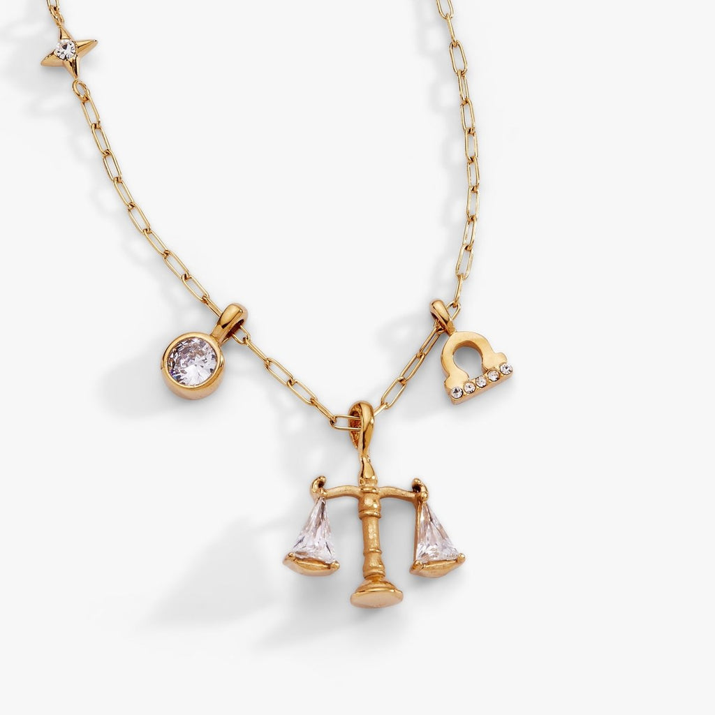 Libra Zodiac Charm Cluster Necklace - Willow & Luna