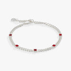 July Birthstone Ruby Curb Chain Bracelet
