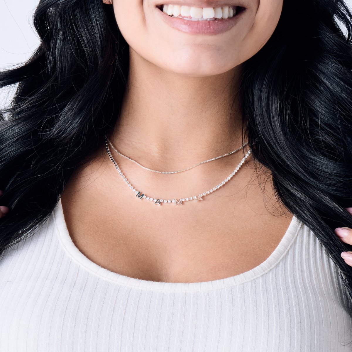 Mama Crystal Tennis Necklace - Willow & Luna