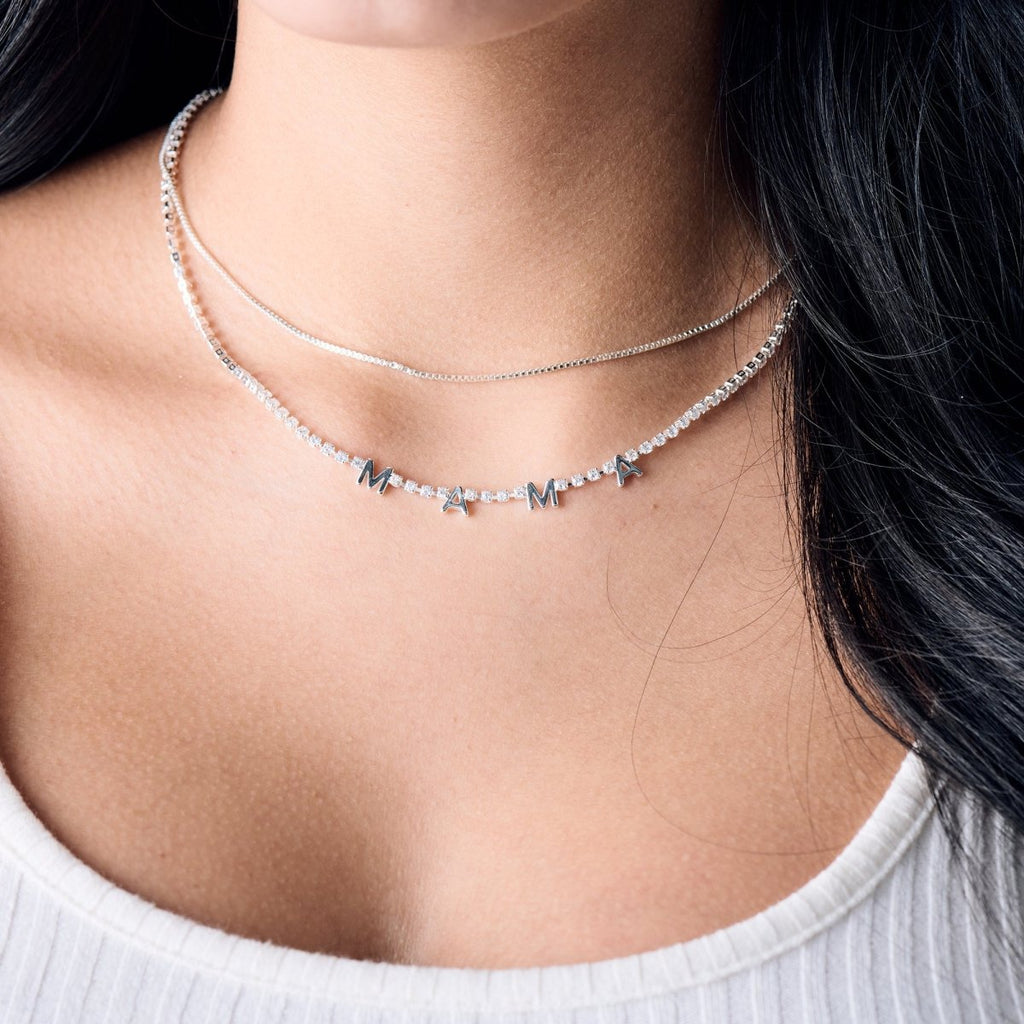 Mama Crystal Tennis Necklace - Willow & Luna