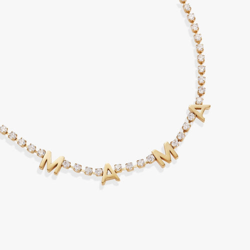 "Mama" Crystal Tennis Necklace - Willow & Luna