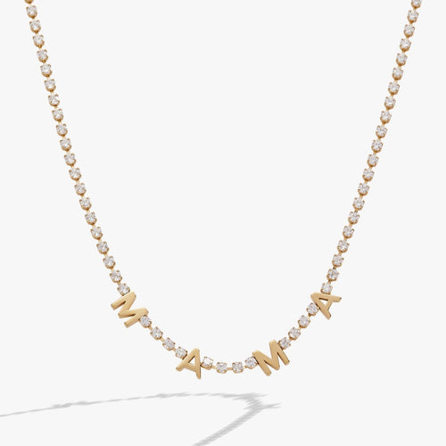 "Mama" Crystal Tennis Necklace - Willow & Luna
