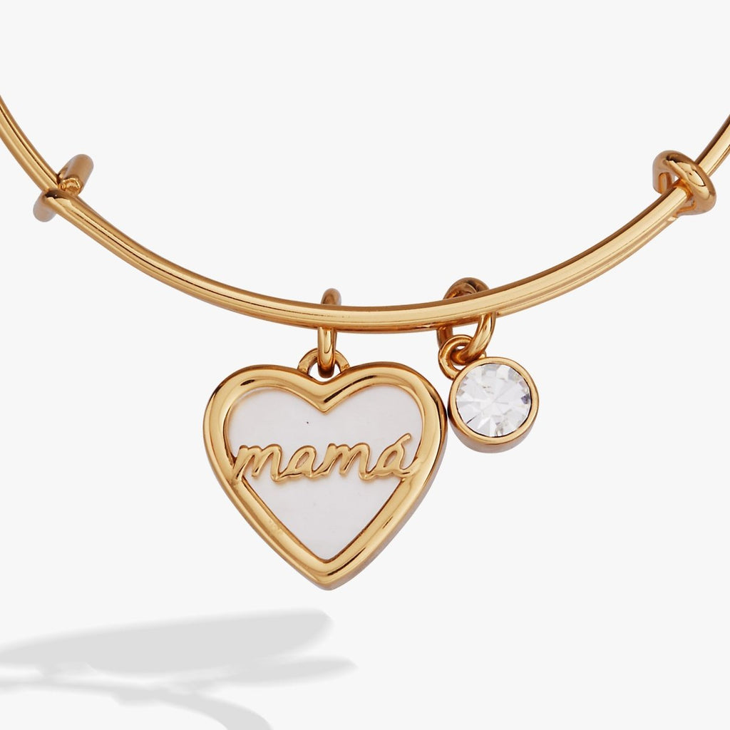 Mamá Mother of Pearl Heart Charm Bangle - Willow & Luna