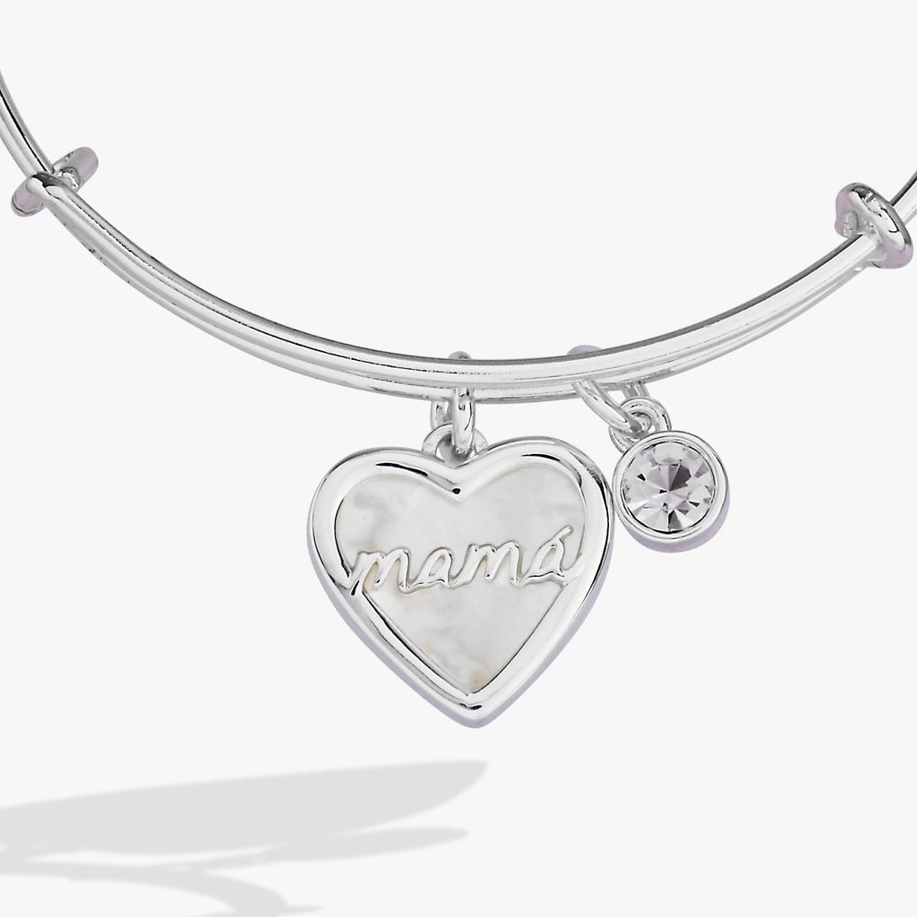 Mamá Mother of Pearl Heart Charm Bangle - Willow & Luna