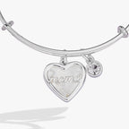 Mamá Mother of Pearl Heart Charm Bangle - Willow & Luna