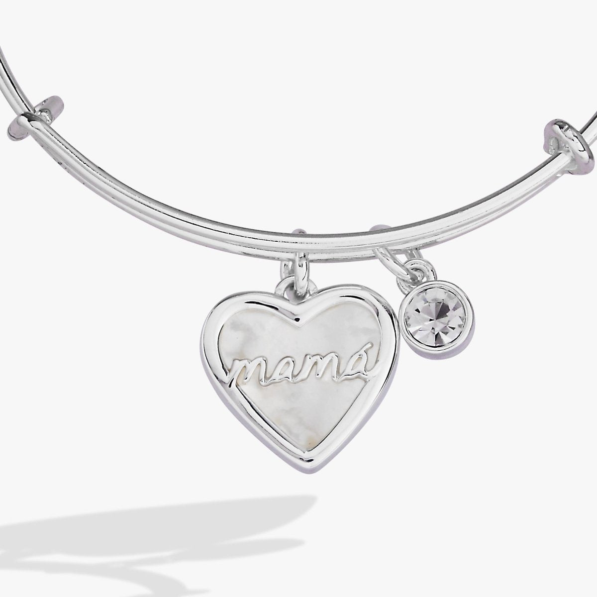 Mamá Mother of Pearl Heart Charm Bangle - Willow & Luna