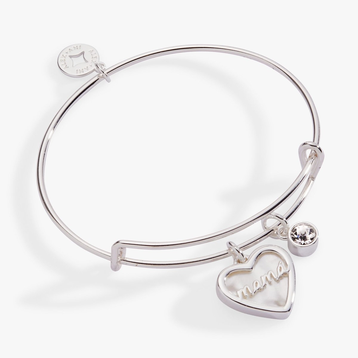 Mamá Mother of Pearl Heart Charm Bangle - Willow & Luna
