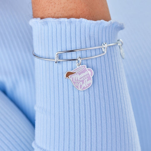 'Mama Needs Coffee' Charm Bangle Bracelet - Willow & Luna