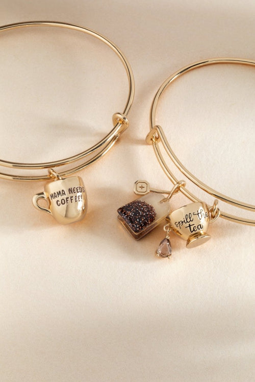 'Mama Needs Coffee' Mug Charm Bangle - Willow & Luna