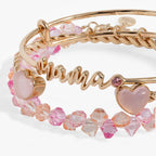 'Mama' Pink Beaded Bangle Set of 3 - Willow & Luna