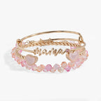 'Mama' Pink Beaded Bangle Set of 3 - Willow & Luna