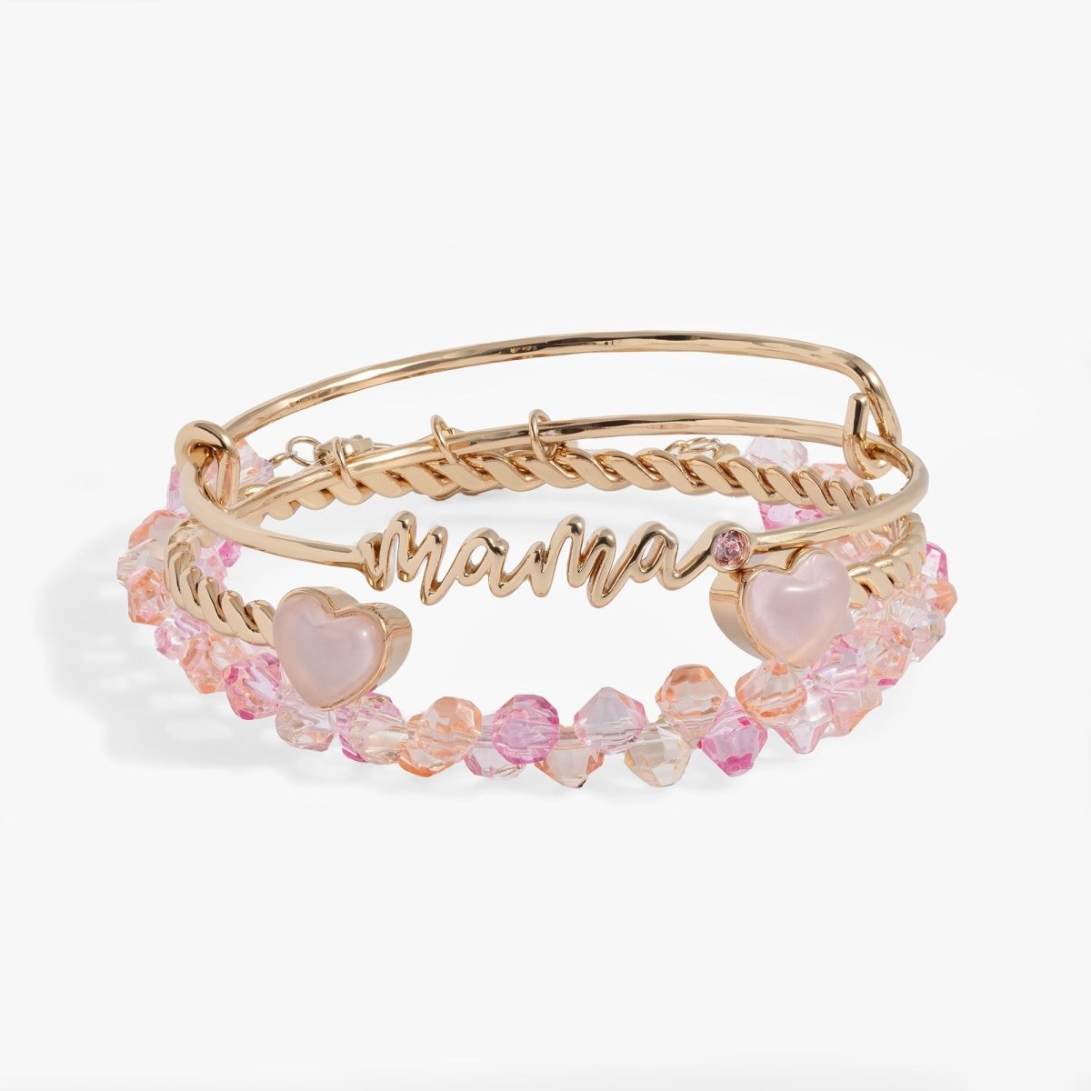 'Mama' Pink Beaded Bangle Set of 3 - Willow & Luna