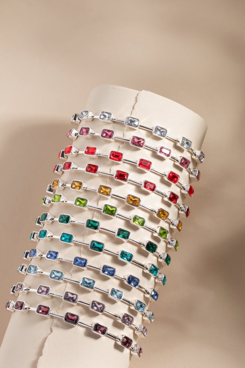 March Birthstone Emerald Cut Bangle - Willow & Luna