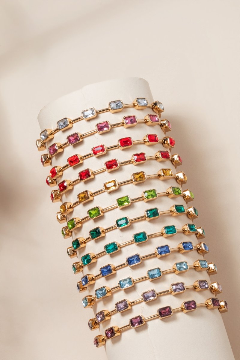 March Birthstone Emerald Cut Bangle - Willow & Luna