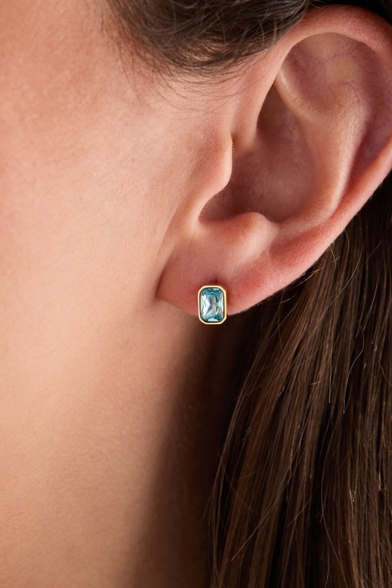 March Emerald - Cut Birthstone Stud - Willow & Luna