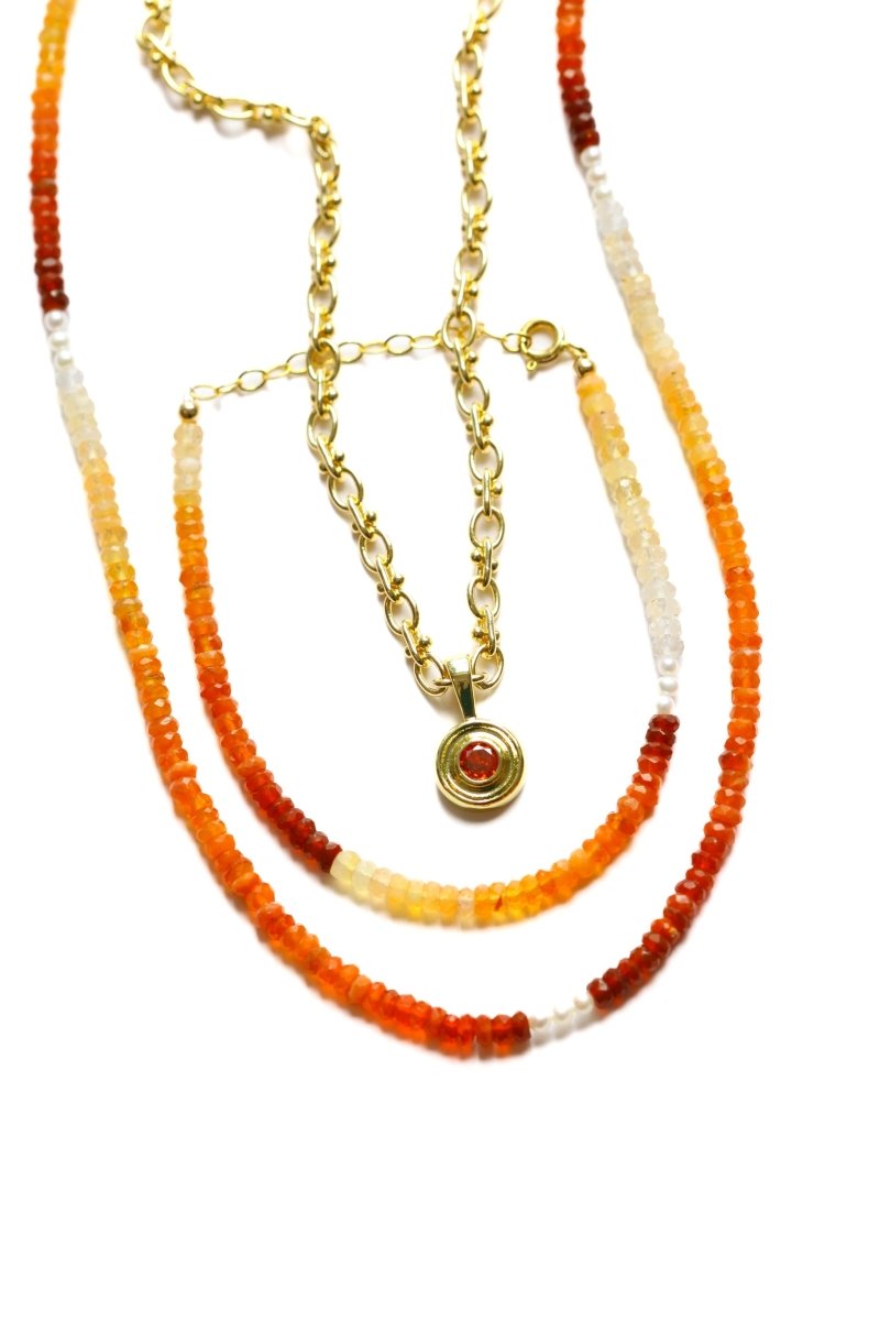 Mexican Fire Opal and Pearl Beaded Bracelet - Willow & Luna