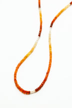 Mexican Fire Opal and Pearl Beaded Necklace - Moon Cycle - Willow & Luna