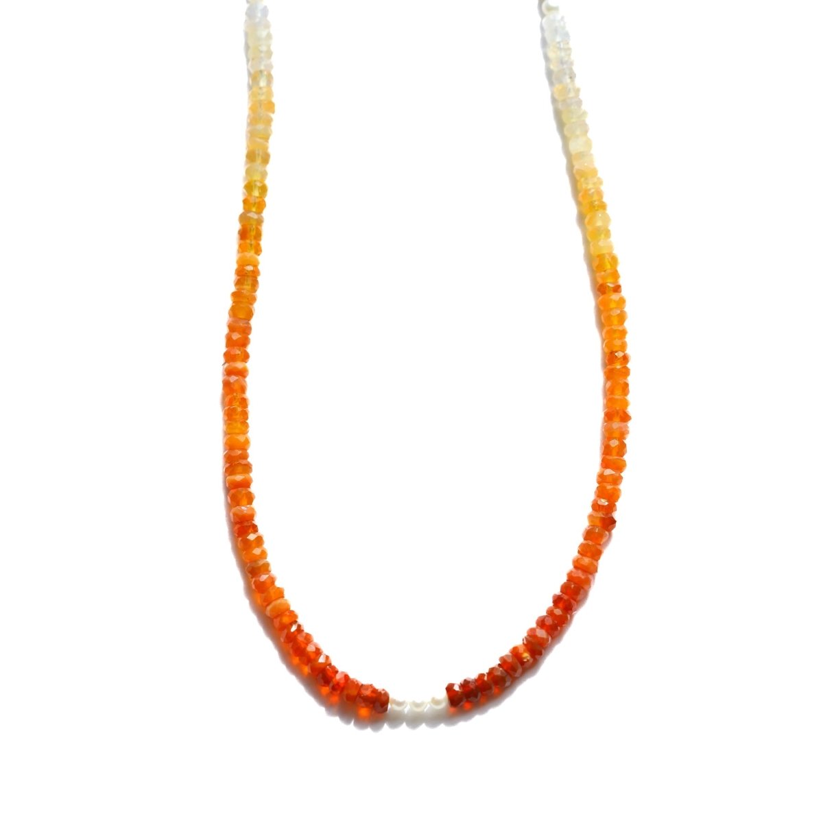 Mexican Fire Opal and Pearl Beaded Necklace - Moon Cycle - Willow & Luna