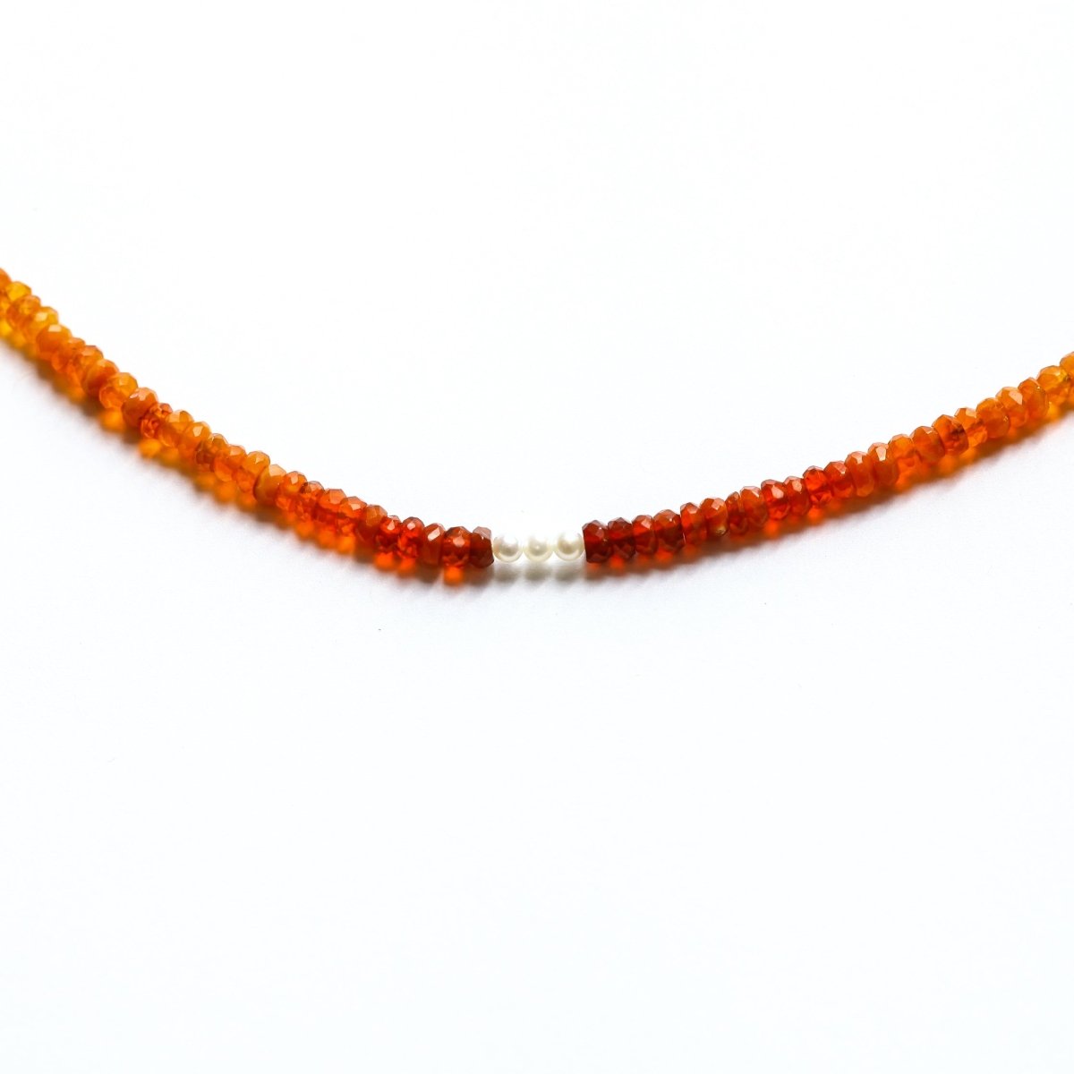 Mexican Fire Opal and Pearl Beaded Necklace - Moon Cycle - Willow & Luna
