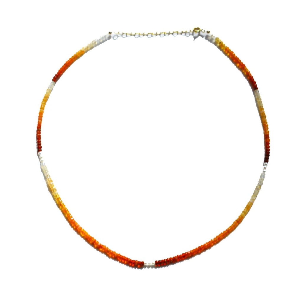 Mexican Fire Opal and Pearl Beaded Necklace - Moon Cycle - Willow & Luna