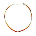 Mexican Fire Opal and Pearl Beaded Necklace - Moon Cycle - Willow & Luna